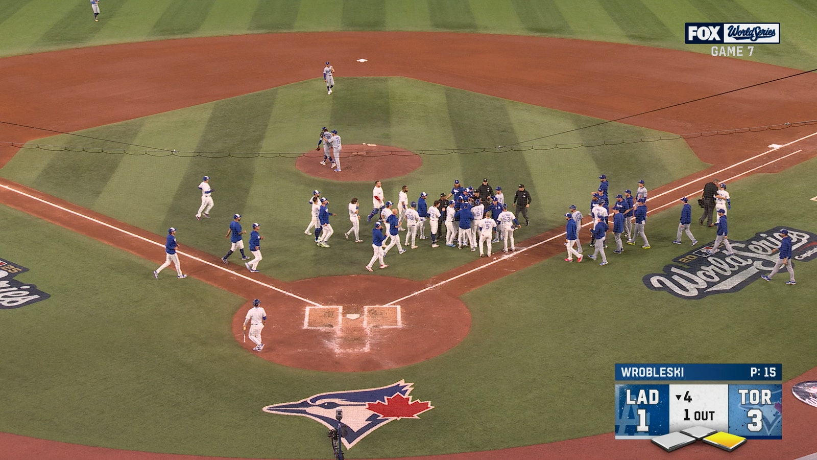 BENCHES CLEAR IN GAME 7 🚨 Blue Jays Storm Field after Andrés Giménez Hit By Pitch