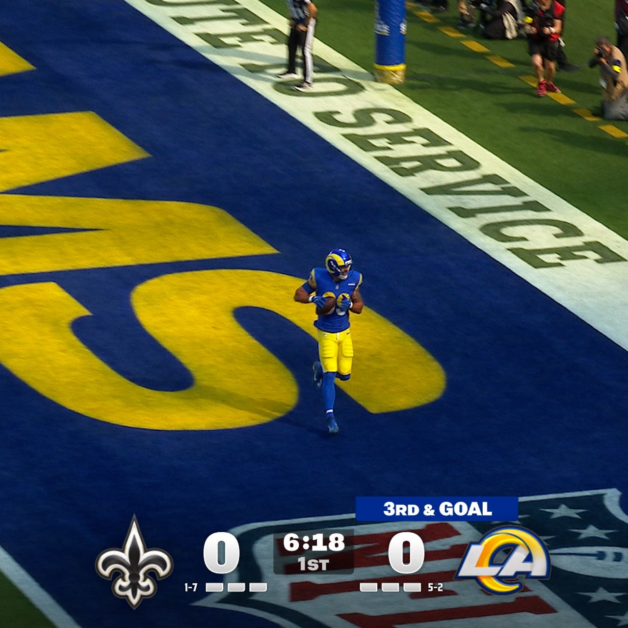 Image for Matthew Stafford connects with Tyler Higbee for a touchdown to give Rams lead over Saints | NFL Highlights