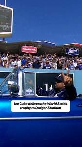 Ice Cube brings the World Series trophy to Dodger Stadium 🔥