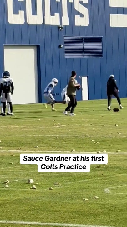 Sauce Gardner at his first practice with the Colts! 👀 