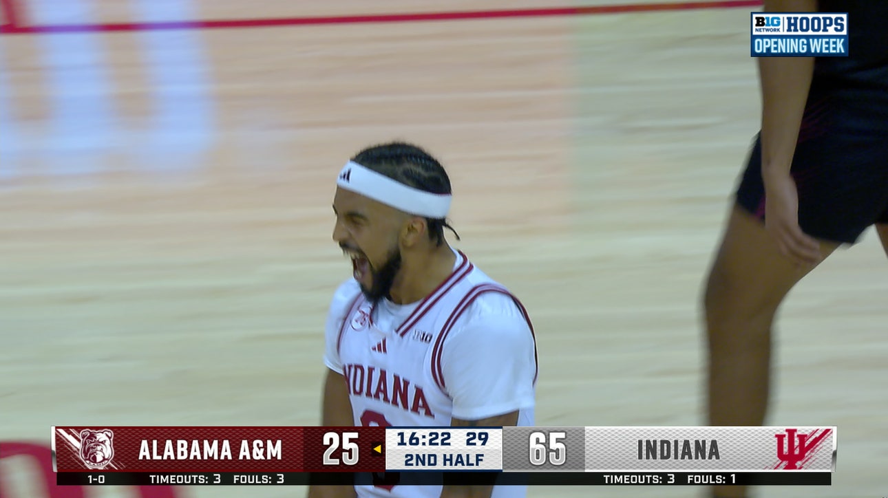Tayton Conerway finds Reed Bailey for off the glass alley-oop dunk, extending Indiana's lead over Alamaba A&M 