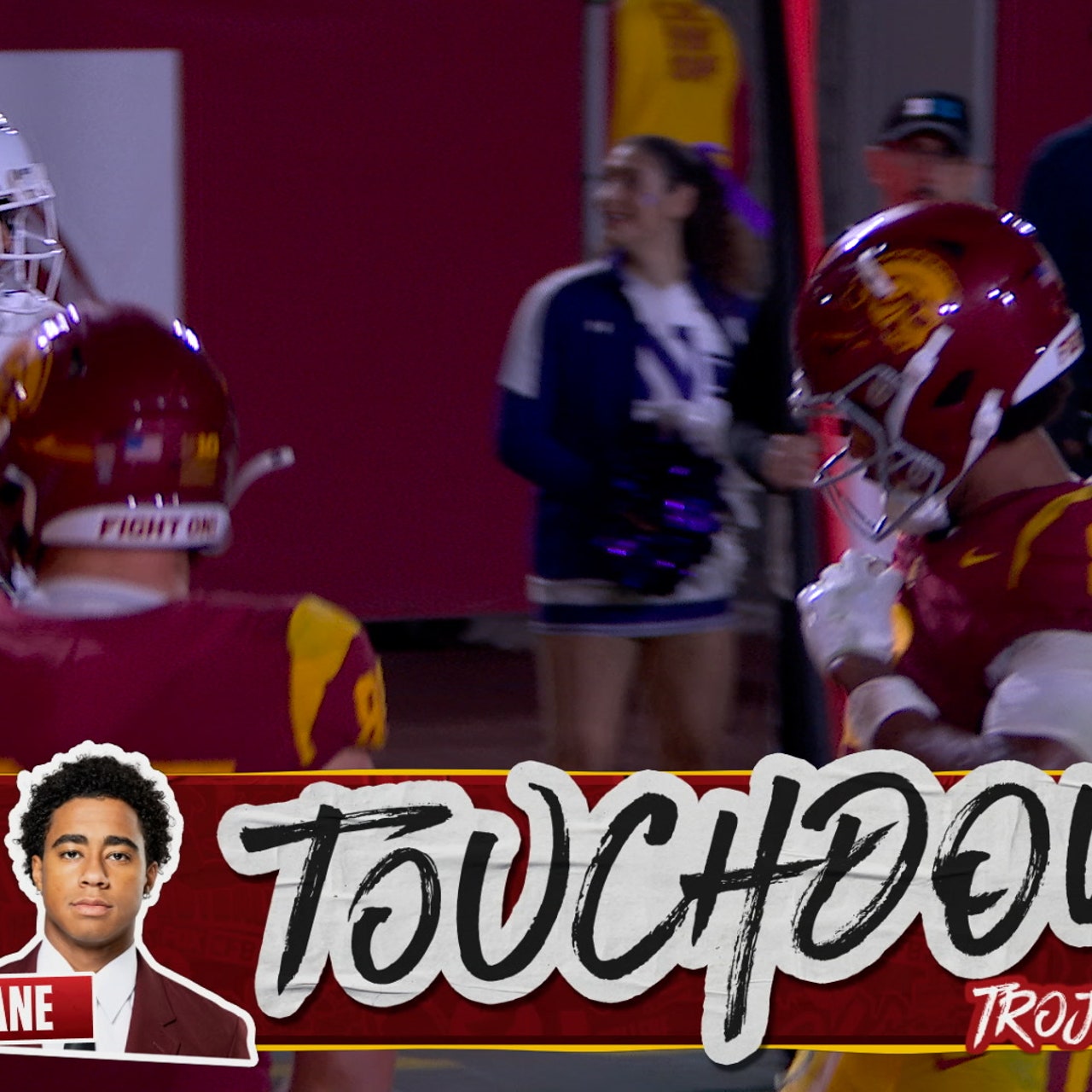 Image for Ja'kobi Lane's INSANE one-handed grab extends USC's lead over Northwestern