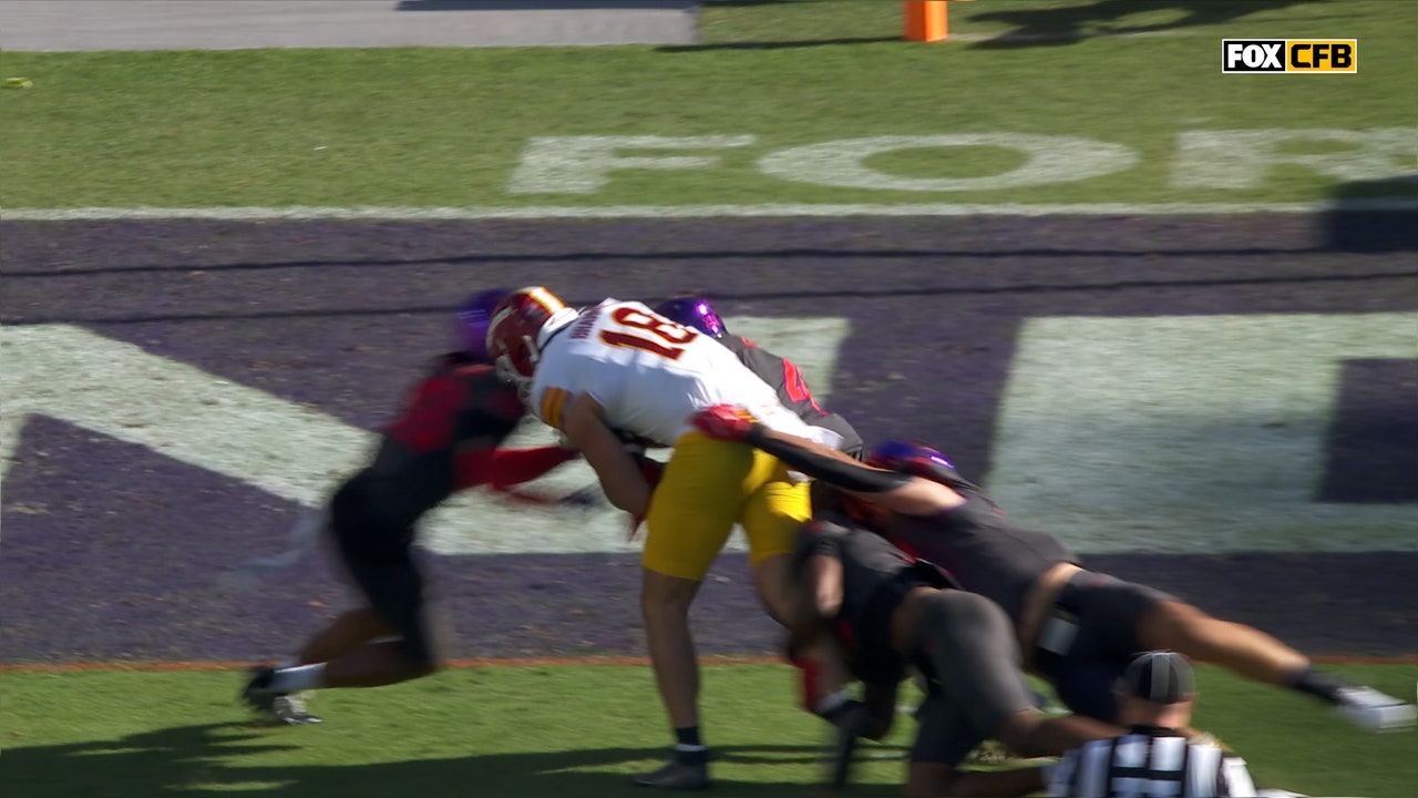 Rocco Becht connects with Benjamin Brahmer on a 23-yard TD, giving Iowa State early lead over TCU