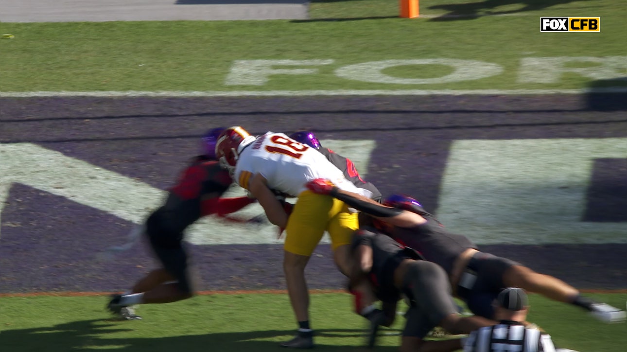 Rocco Becht connects with Benjamin Brahmer on a 23-yard TD, giving Iowa State early lead over TCU