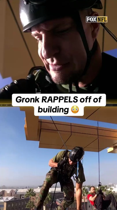 Gronk RAPPELS off a building 😱