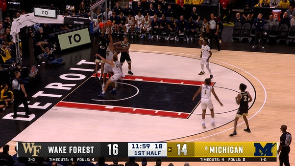 Sebastian Akins finds Tre'Von Spillers for alley-oop SLAM, extending Wake Forest's lead over Michigan