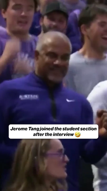 Jerome Tang had some fun in the student section post interview 😂