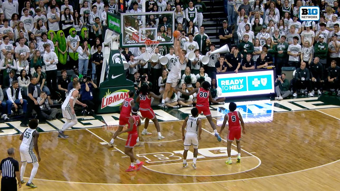 Michigan State's Carson Cooper hammers home alley-oop vs. Detroit Mercy