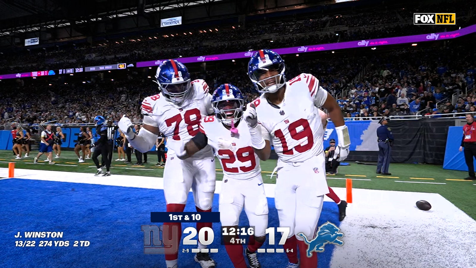 Jameis Winston catches AMAZNG 33-YARD TD to extend Giants' lead over Lions | NFL Highlights