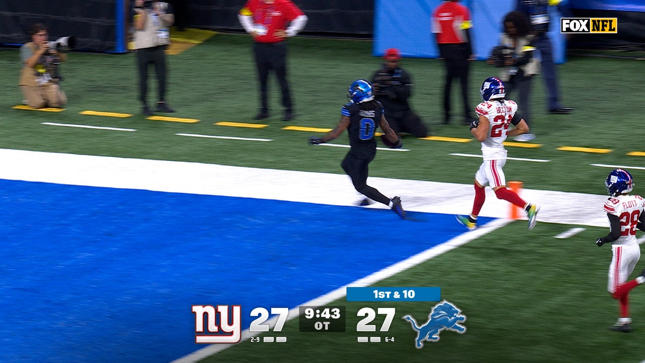 Jahmyr Gibbs se apresura para lograr un touchdown ELÉCTRICO de 69 YARDAS para sellar la victoria de los Lions 34-27 sobre los Giants.