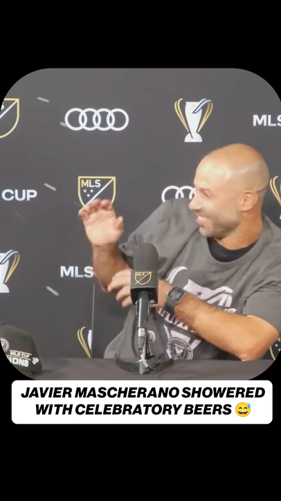Inter Miami players crashed Mascherano's press conference to celebrate their @MLS Cup Championship