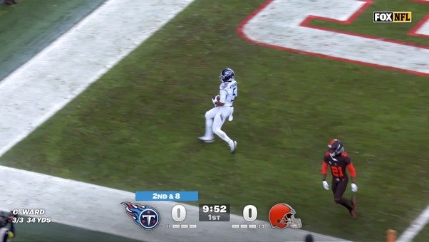 Cam Ward connects with Elic Ayomanor on 14-yard TD pass to give Titans early lead over Browns | NFL Highlights