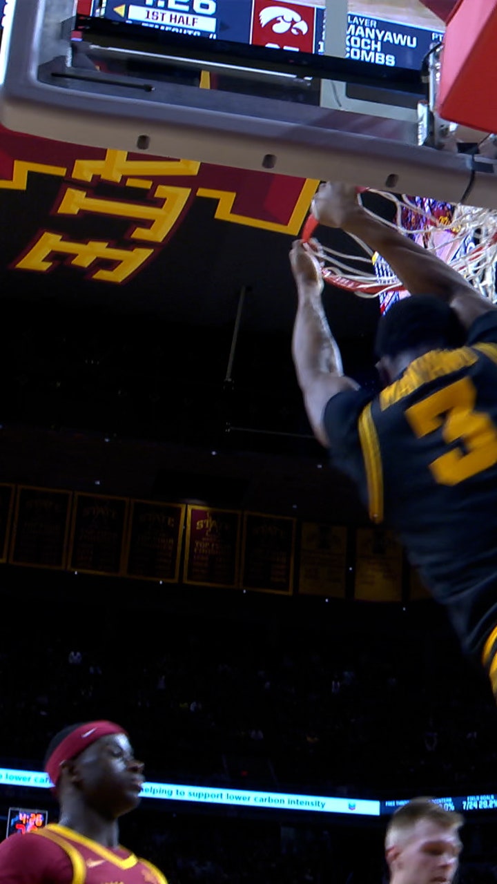 Isaia Howard finds Cam Manyawu for alley-oop SLAM, extending Iowa's lead over Iowa State