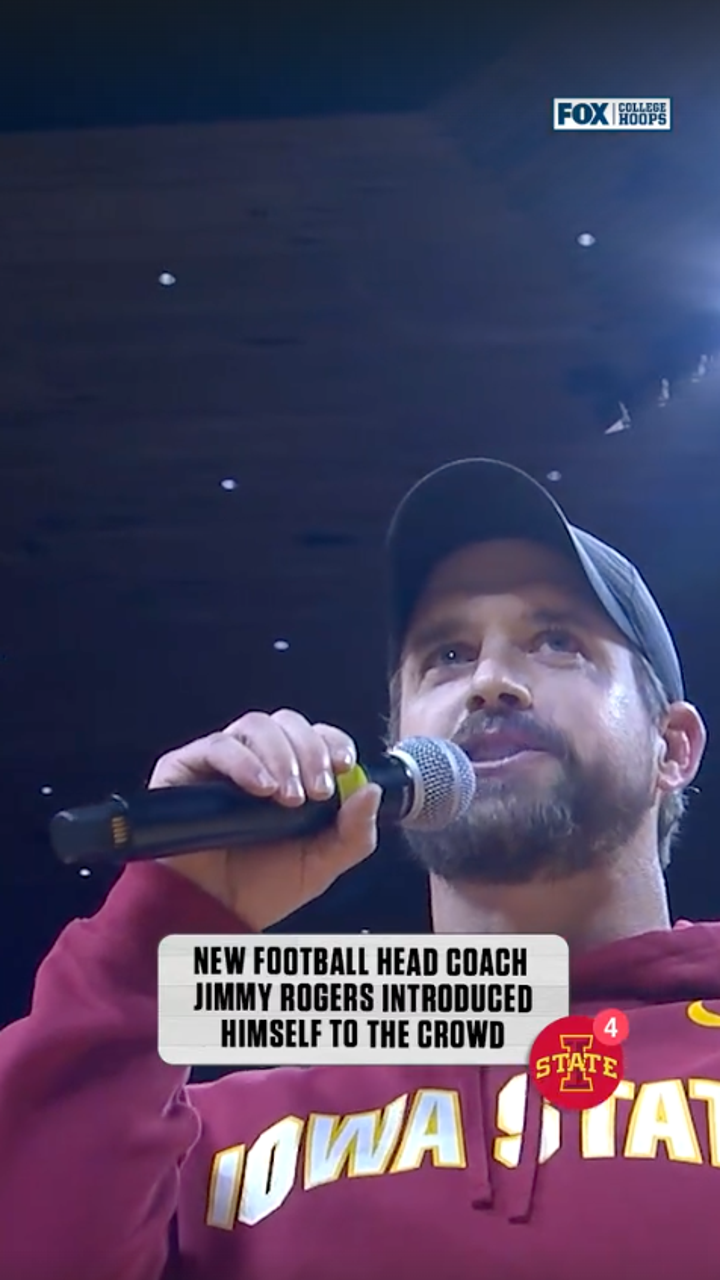 New Iowa State football coach, Jimmy Rodgers made an appearance at the basketball game