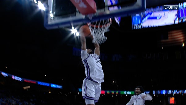 Nate Johnson finishes dunk off steal, extending Kansas State's lead over Creighton