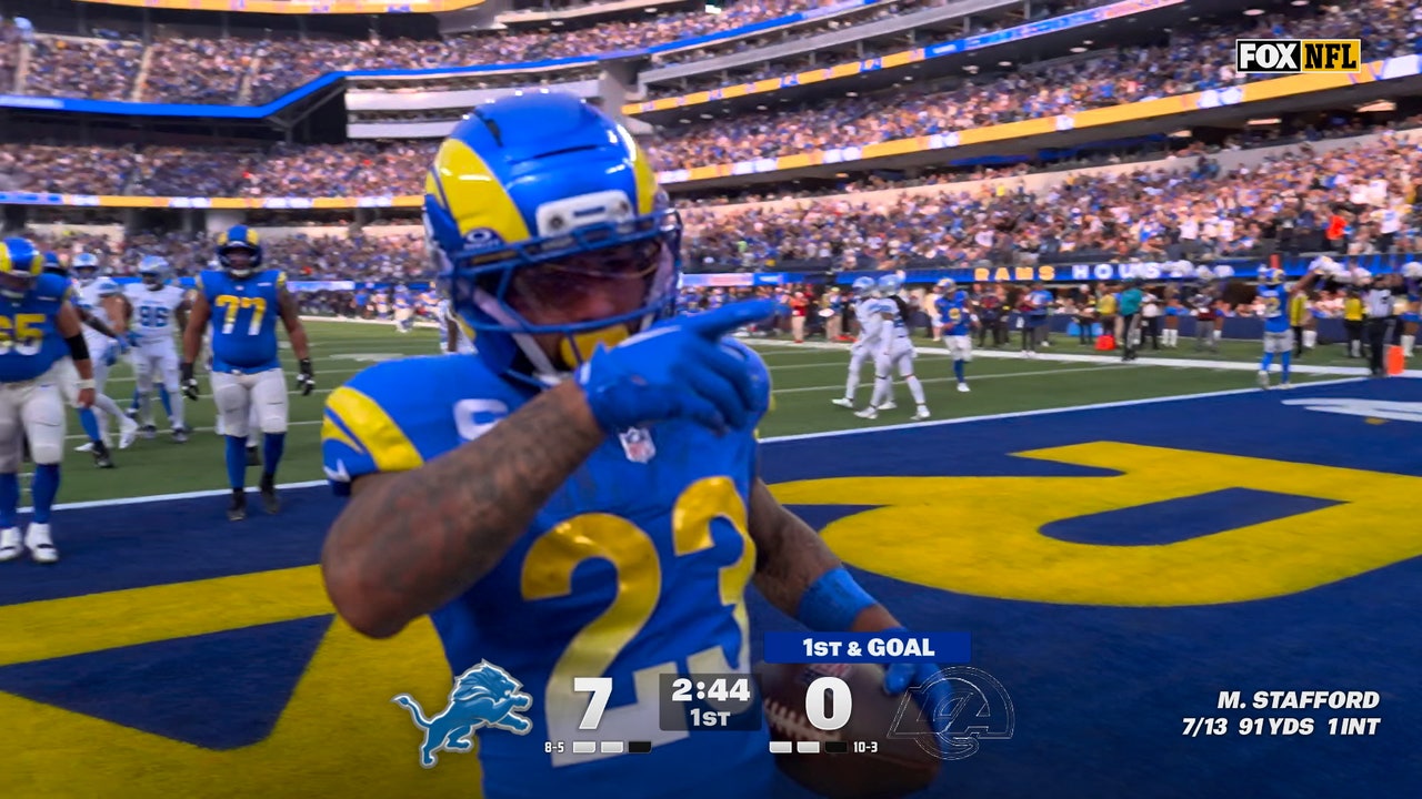 Rams' Kyren Williams rushes for four-yard TD to tie game against Lions | NFL Highlights