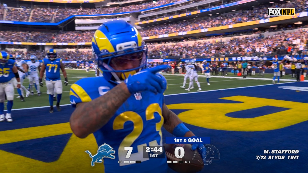 Rams' Kyren Williams rushes for four-yard TD to tie game against Lions | NFL Highlights