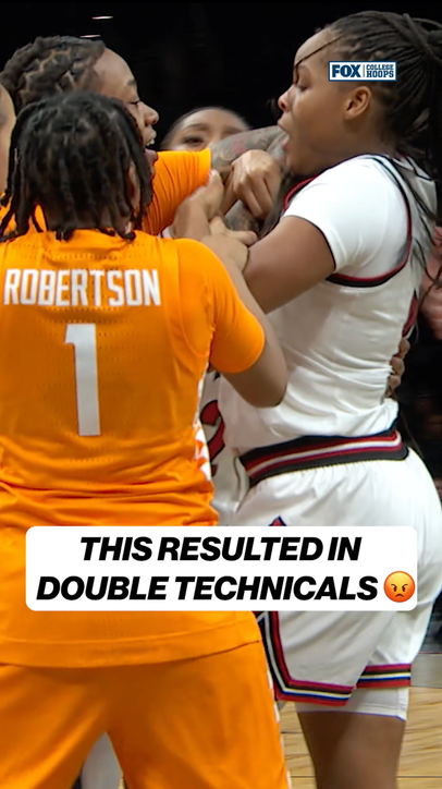 This play resulted in double technical fouls for Louisville and Tennessee