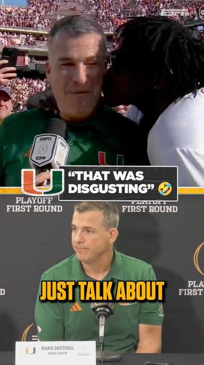 Mario Cristobal on Michael Irvin kissing him on the cheek after Miami's win 