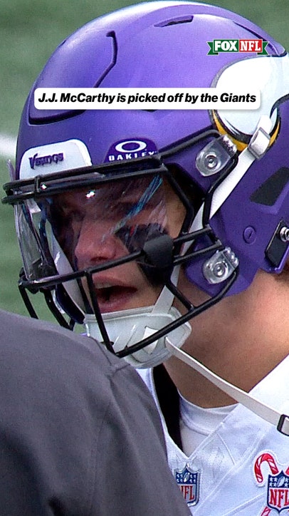 J.J. McCarthy is picked off by the Giants 😬