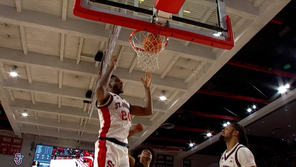 Bryce Hopkins converts and-1 off steal, tying the game between St. John's and Harvard