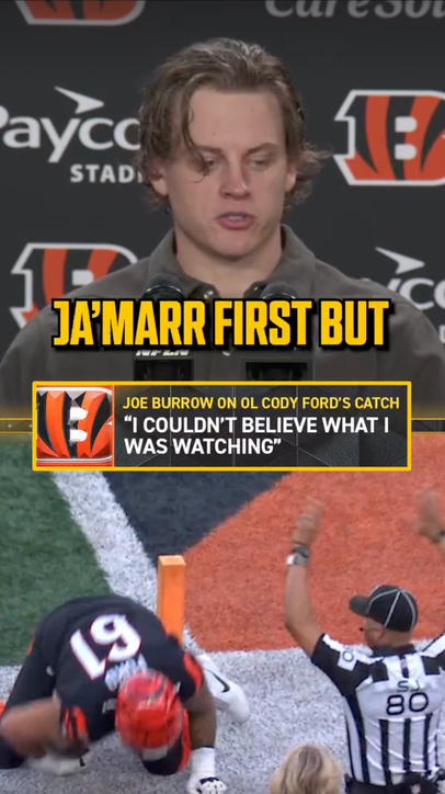 Joe Burrow couldn't believe his O-Lineman made the catch 🤣