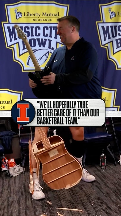 HC Bret Bielema plans on taking care of the guitar 😅