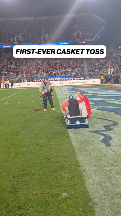 Ever seen someone toss a football into a casket for 10 grand? 😂💀