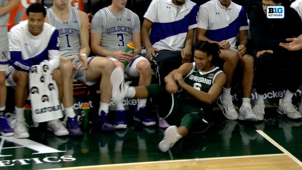 Jordan Scott drills 3-PT shot for a BIG four-point play, No.12 MSU takes lead over Northwestern
