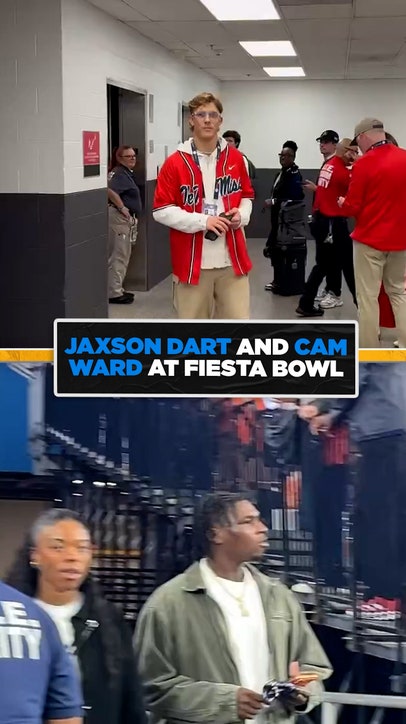 Jaxson Dart and Cam Ward supporting their alma maters at the Fiesta Bowl 💪