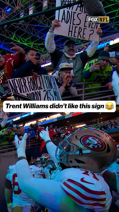 Trent Williams wasn't a fan of this sign 😂