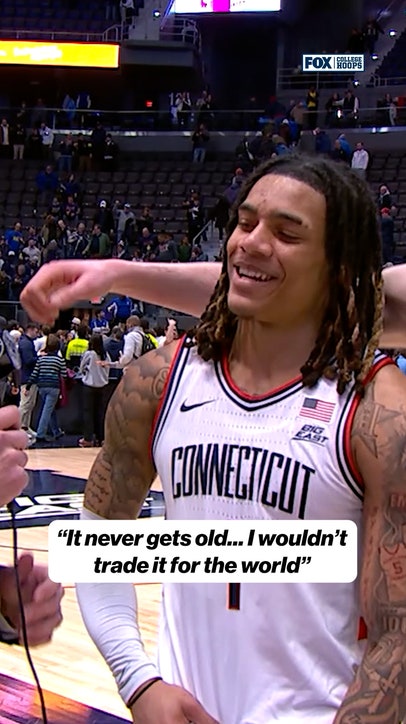 Alex Karaban & Solo Ball were feeling GOOD after a tough OT win 😤 