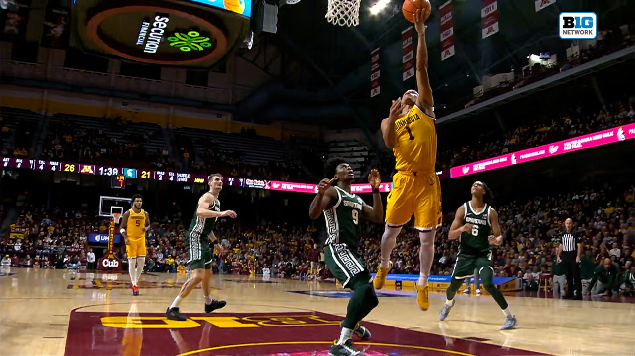 Isaac Asuma finishes a tough and-1 layup to extend Minnesota’s lead over Michigan State