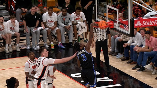 AJ Dybantsa Slams Ferocious One-Handed Dunk as No. 16 BYU Ties Game at Halftime vs. Oklahoma State