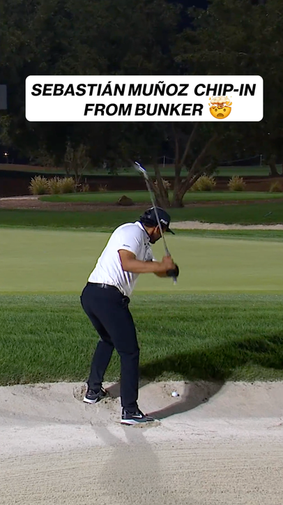 Sebastian Munoz chip in from Bunker