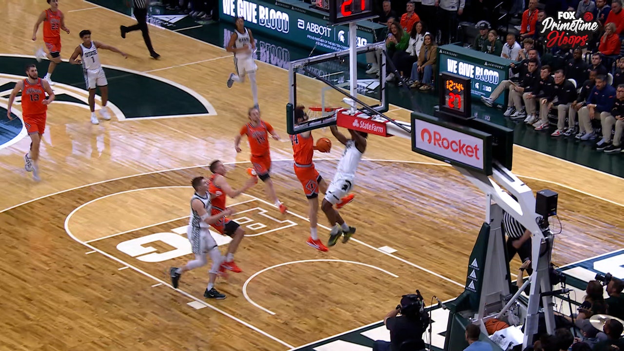 Michigan State’s Cam Ward Flies Down the Court for Slam Dunk vs. Illinois