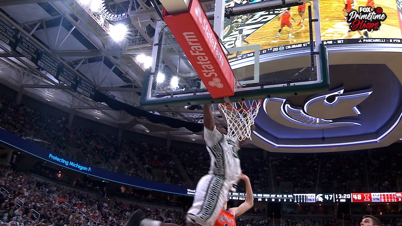 Michigan States' Jeremy Fears finds Coen Carr for High-Flying Alley-Oop Slam vs. Illinois