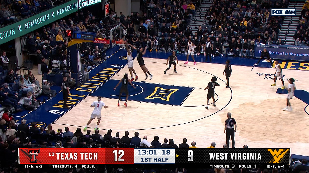 Texas Tech's Christian Anderson feeds JT Toppin for two-handed dunk vs. West Virginia