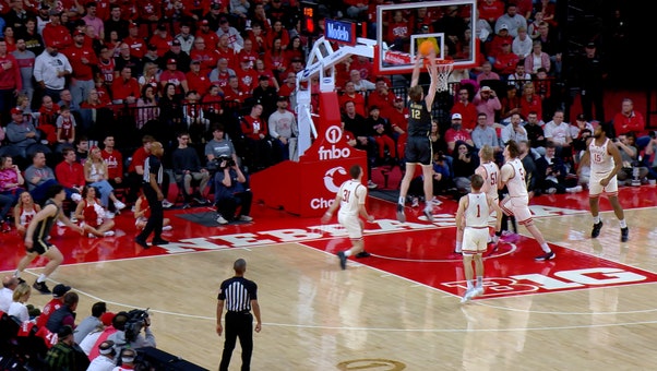Purdue's Braden Smith finds Daniel Jacobsen for the alley-oop, extending Purdue's lead over Nebraska