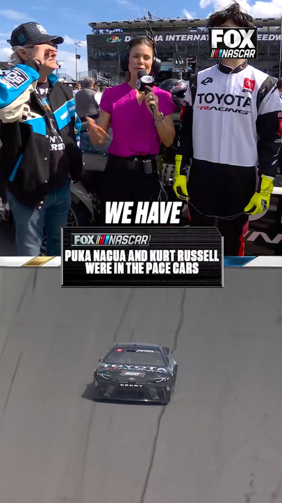 Puka Nacua and Kurt Russell before being in the pace cars