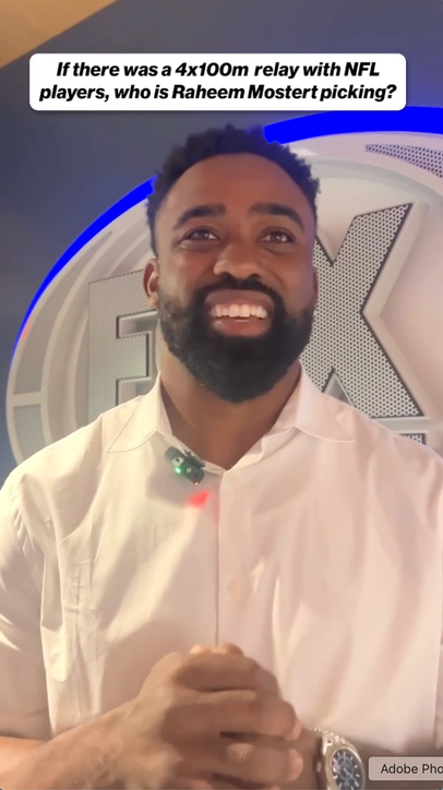 Who is Raheem Mostert picking in a 4x100 relay with only NFL players? 🤔