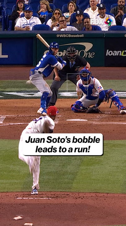 Juan Soto bobbles it 😳 run scores for Nicaragua!