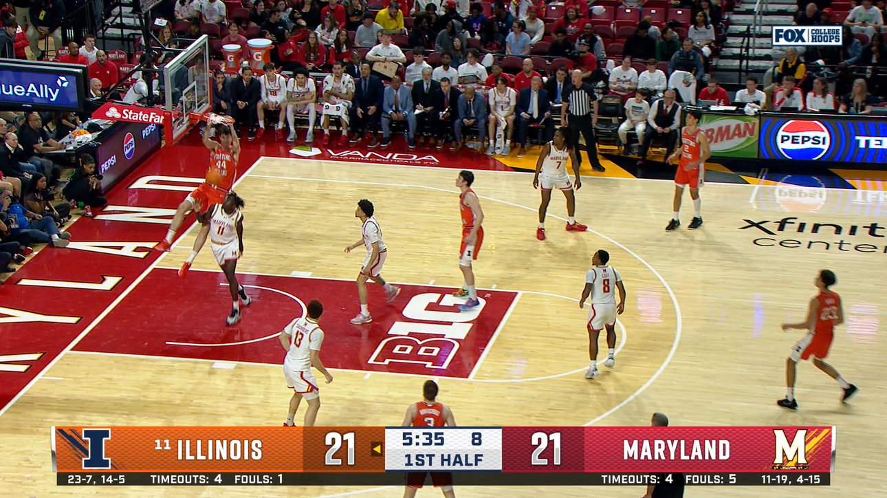 Zvonimir Ivisic throws down MONSTER Alley-Oop Dunk giving Illinois a lead over Maryland