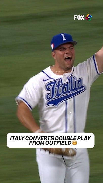 Italy converts this double play from the outfield 🤯