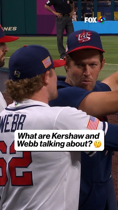Clayton Kershaw and Logan Webb mid convo 👀