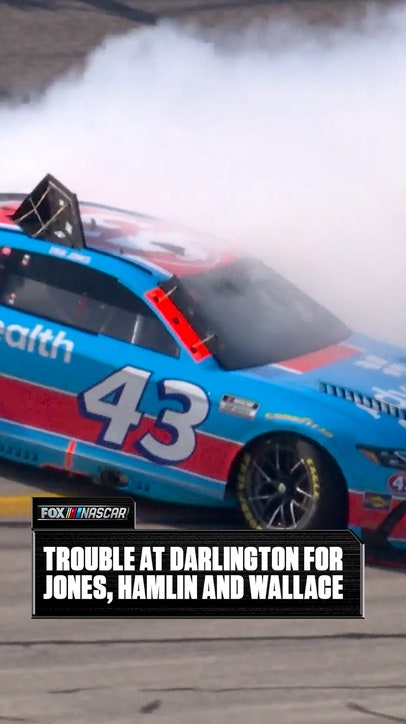 Erik Jones, Denny Hamlin and Bubba Wallace in trouble at Darlington