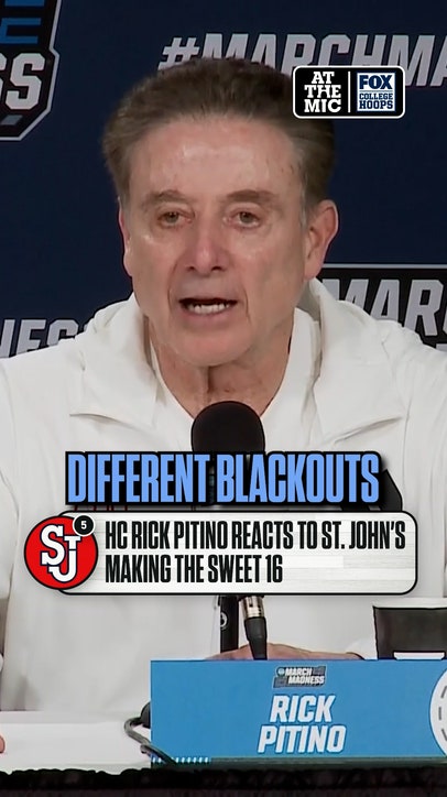 St John's HC Rick Pitino reacts to the final play that sent his team to the sweet 16 🏀