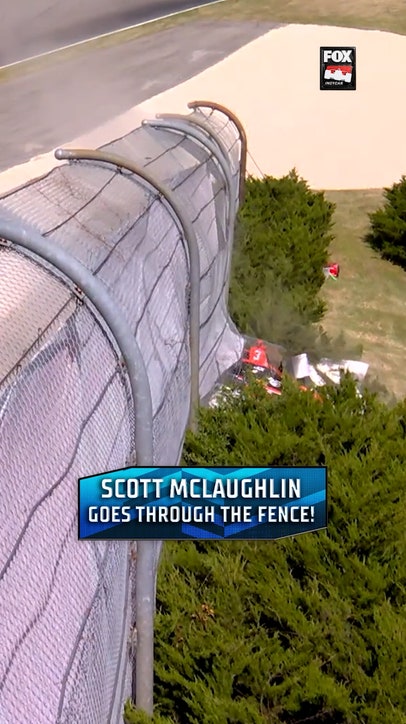 Scott McLaughlin goes THROUGH the FENCE at Barber... He's okay