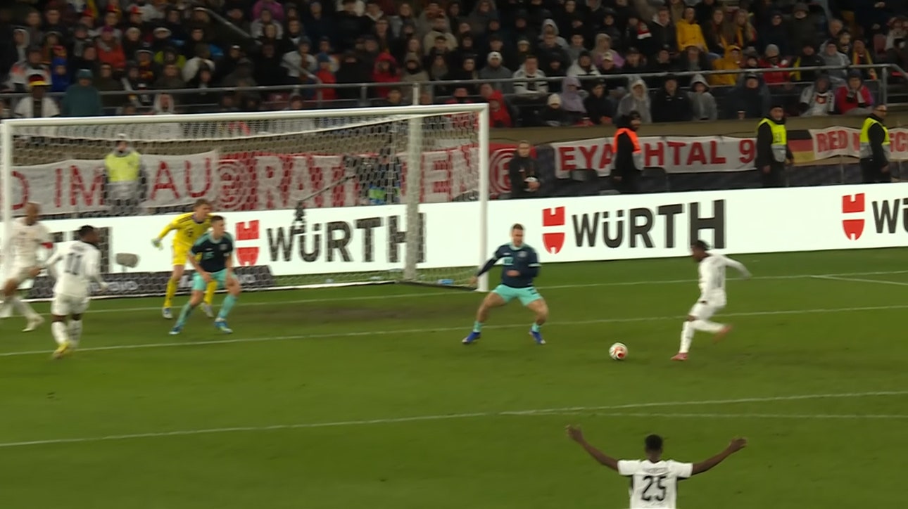 Abdul Fatawu scores in the 74' to level the match at 1–1 for Ghana against Germany