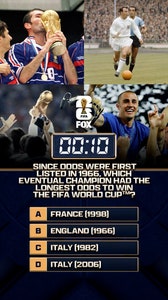 72 days until the FIFA World Cup on FOX! Which champion had the longest odds to win the FIFA WC? ⚽️